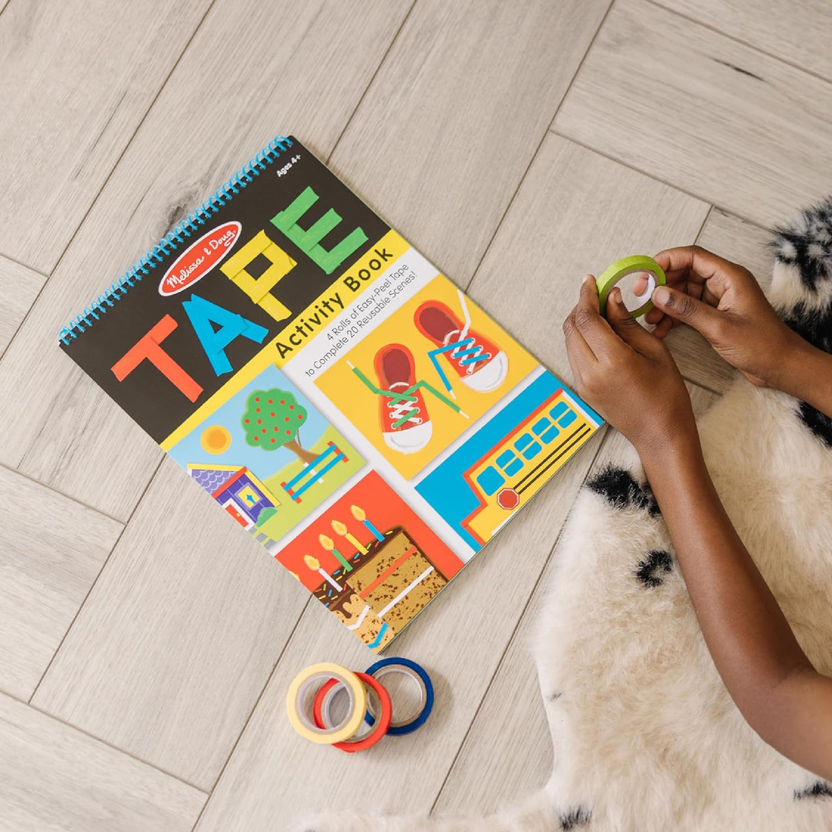 Melissa & Doug Tape Activity Book: 4 Rolls of Easy-Tear Tape and 20 Reusable Scenes