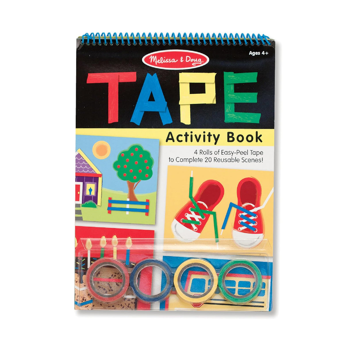 Melissa & Doug Tape Activity Book: 4 Rolls of Easy-Tear Tape and 20 Reusable Scenes