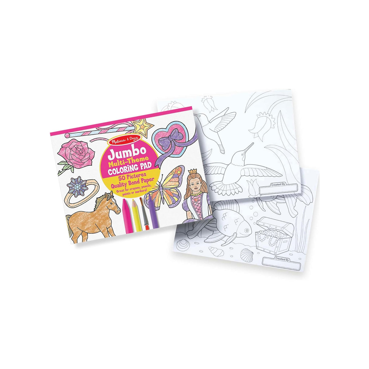 Melissa & Doug Jumbo 50-Page Kids' Coloring Pad - Horses, Hearts, Flowers