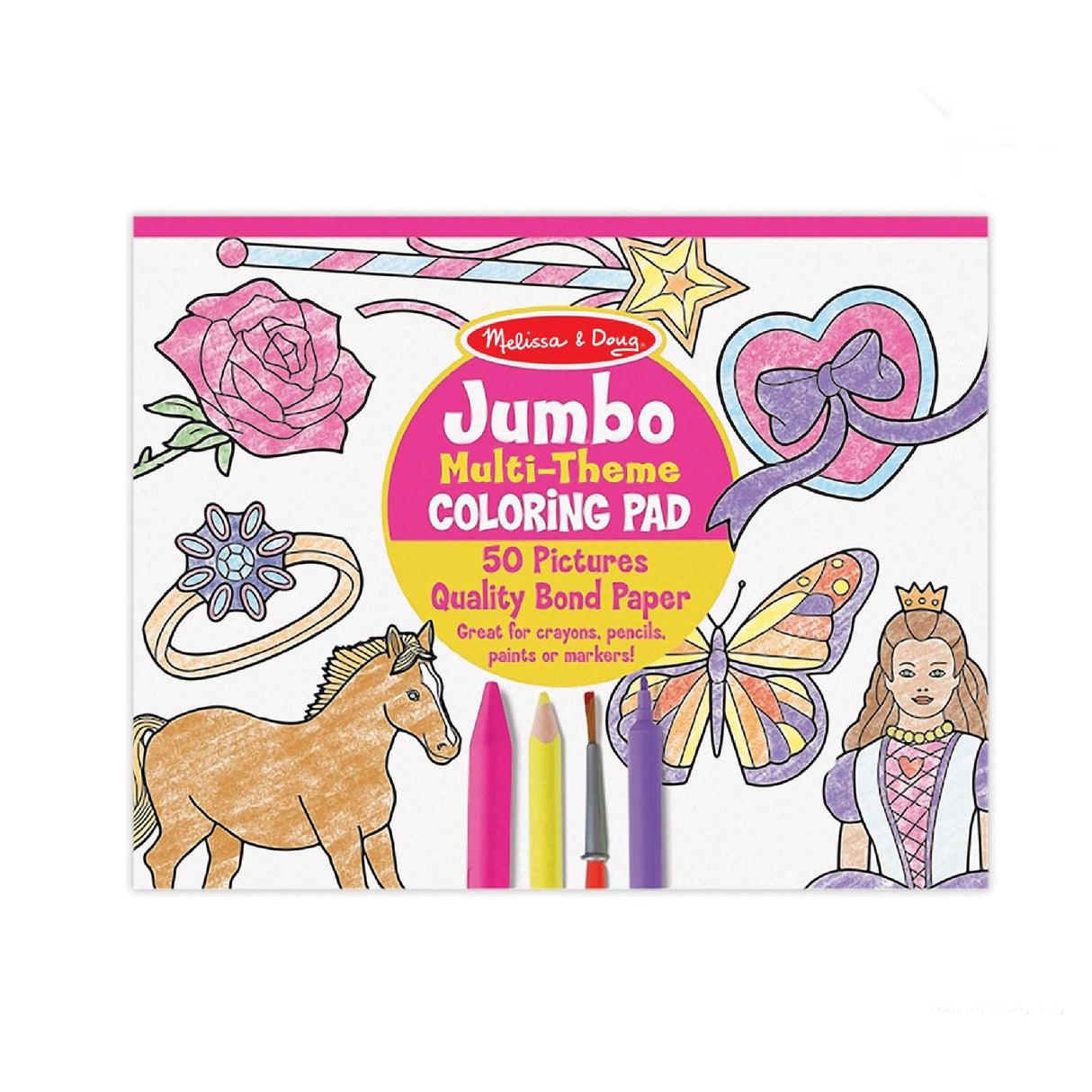 Melissa & Doug Jumbo 50-Page Kids' Coloring Pad - Horses, Hearts, Flowers