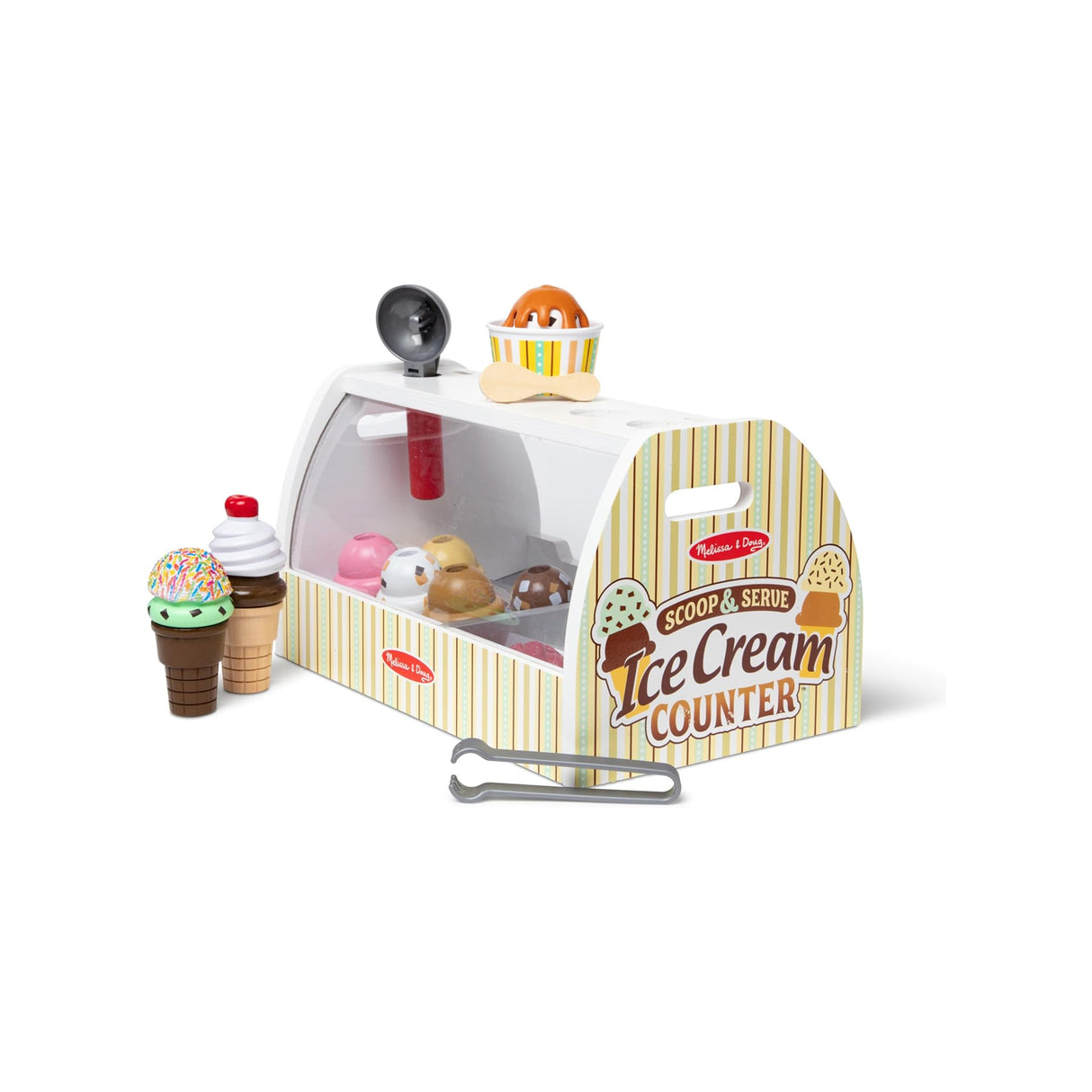 Melissa & Doug Wooden Scoop and Serve Ice Cream Counter (28 pcs)