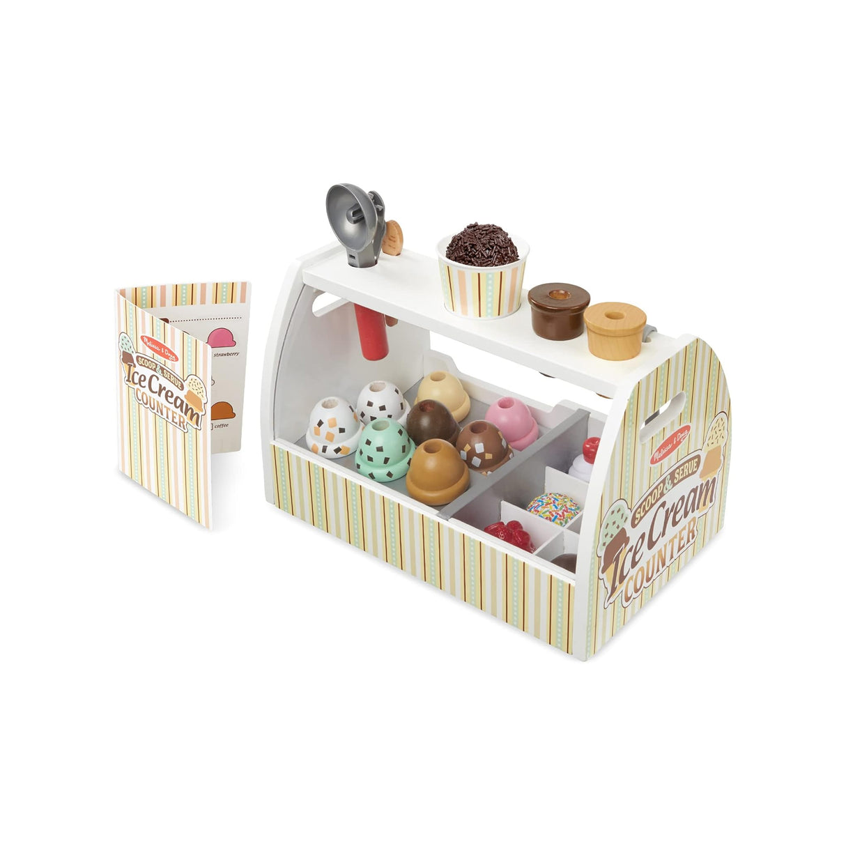 Melissa & Doug Wooden Scoop and Serve Ice Cream Counter (28 pcs)