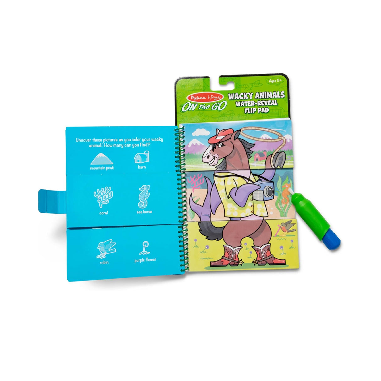 Melissa & Doug On the Go Water Wow! Reusable Water-Reveal Flip Pad - Wacky Animals