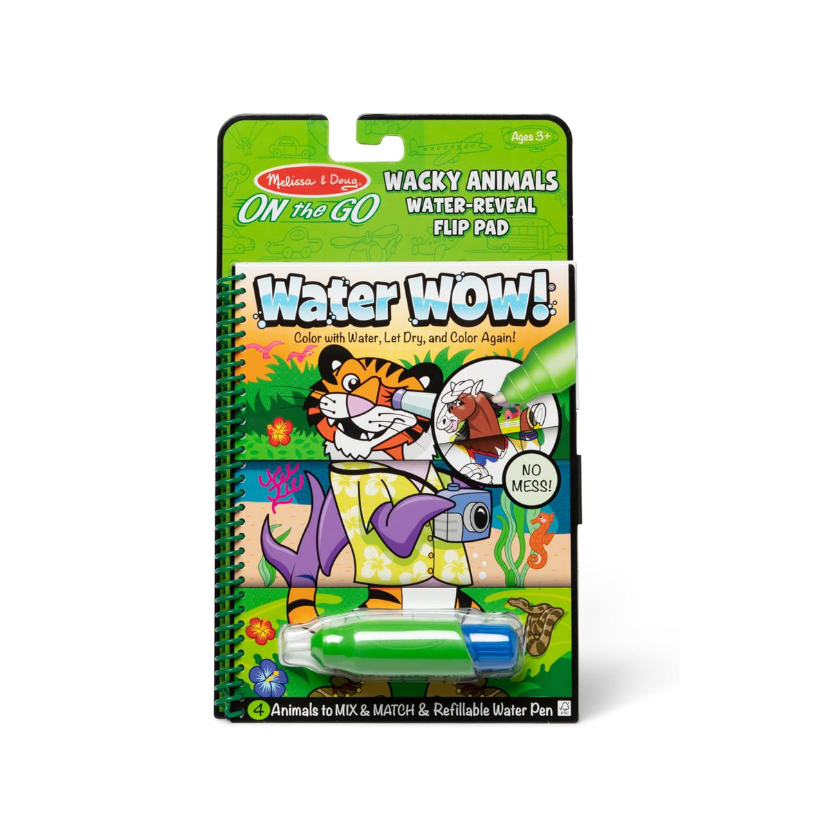 Melissa & Doug On the Go Water Wow! Reusable Water-Reveal Flip Pad - Wacky Animals