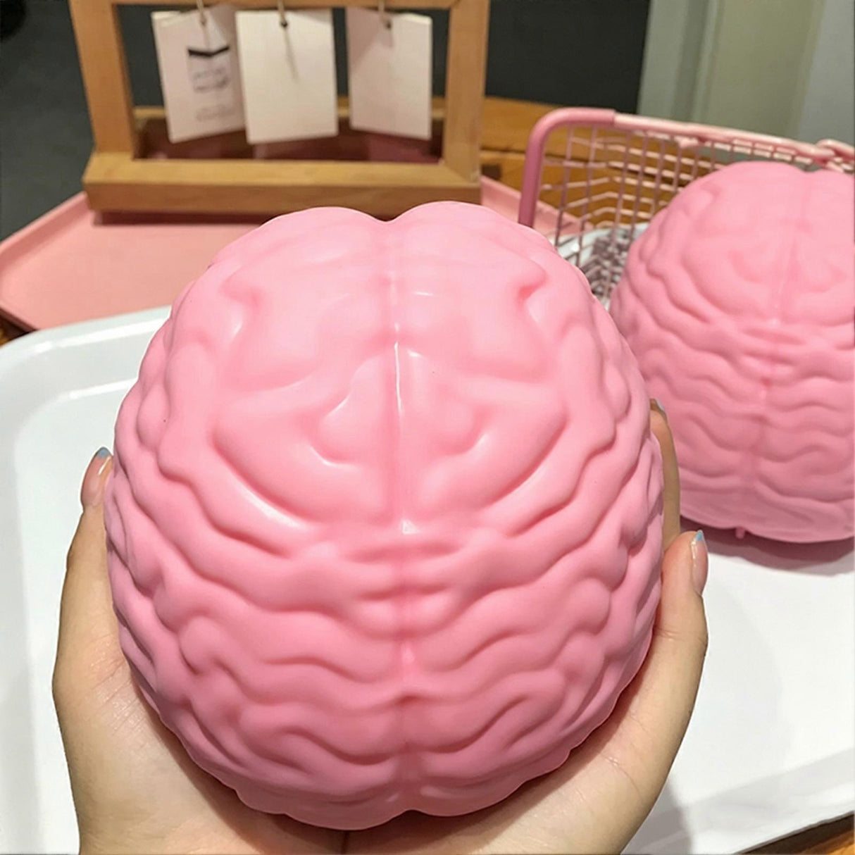 Giant Brain Squishy Stress Relief Toy – 12CM Pink