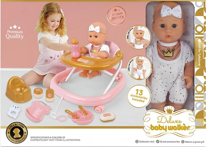 Baby Doll Play Set with Baby Walker – Pretend Role Play Toy