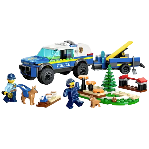 LEGO 60369 City Mobile Police Dog Training Set SUV Toy Car with Trailer Obstacle Course and Puppy Figures Animal Playset for Boys and Girls Aged 5