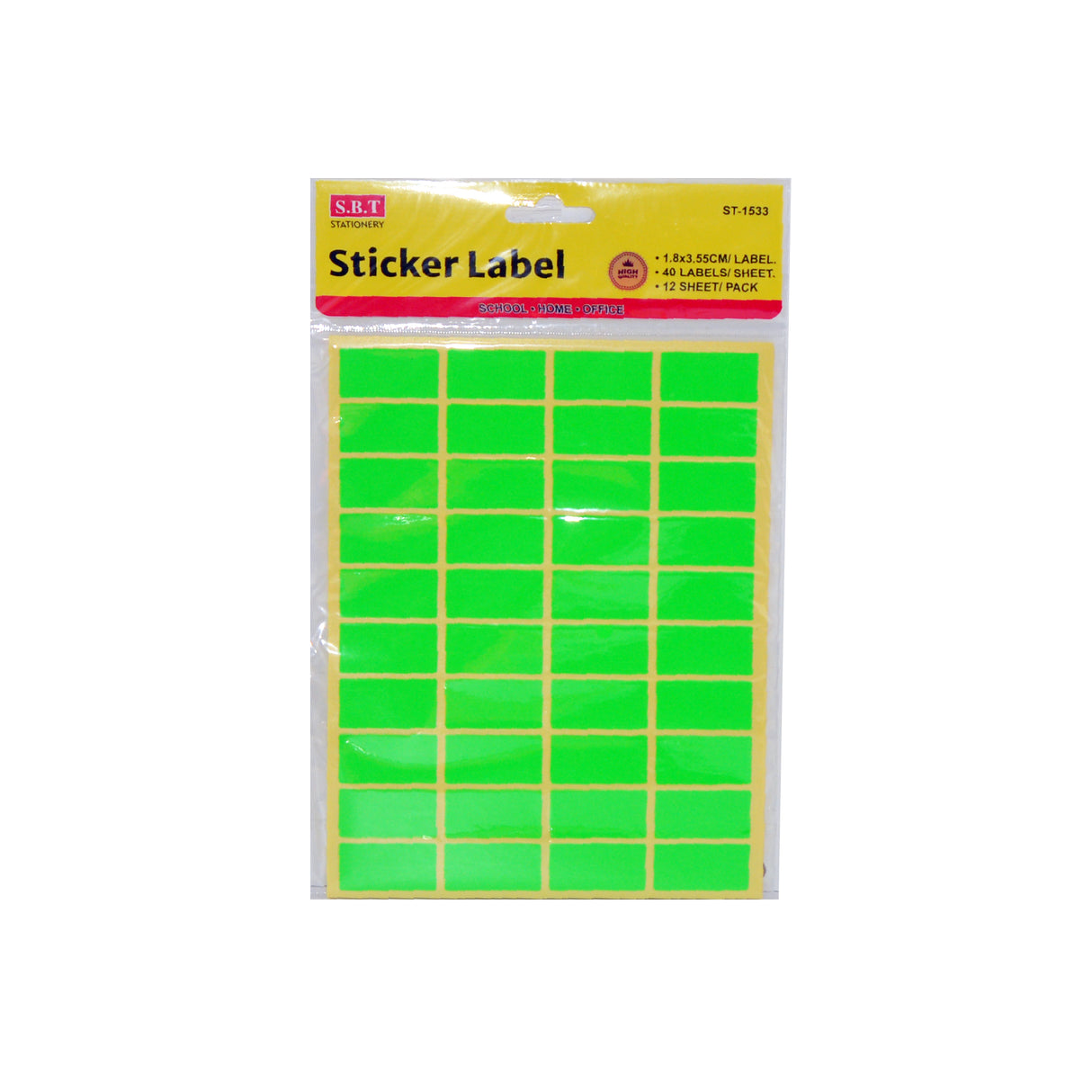 Sticker Lable 12 Sheets (Assorted Colors, Sold As Single) 1.8x3.55cm