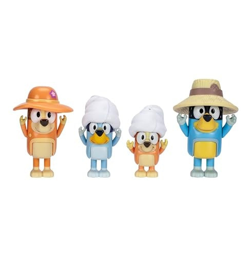 Beach Dad Mum Bluey & Bingo Mini Figure 4 Pack (Family Trip)