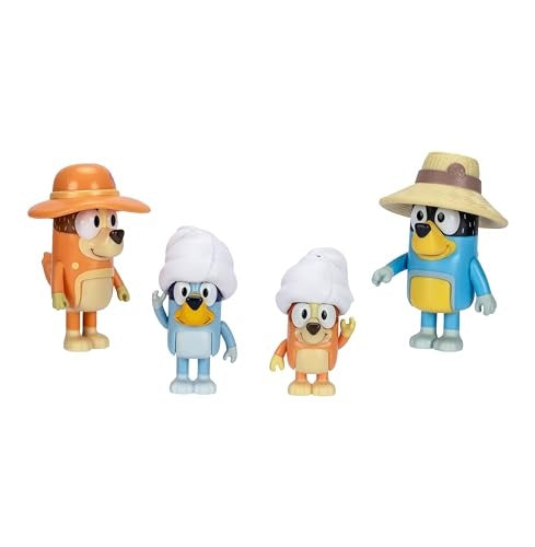 Beach Dad Mum Bluey & Bingo Mini Figure 4 Pack (Family Trip)