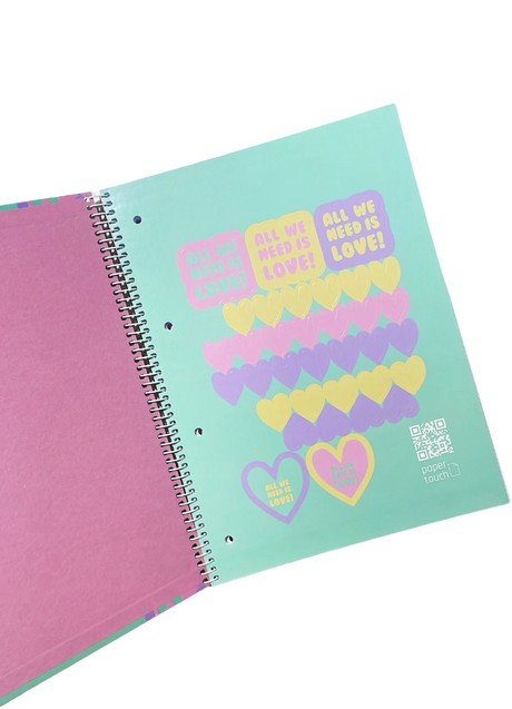 A4 Hardcover Spiral Notebook – 80 Sheets, 90 GSM, Lined – Hearts Design