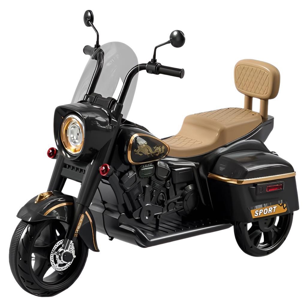 12V Electric Ride-On Bike with 3 wheels in black for kids battery-powered riding