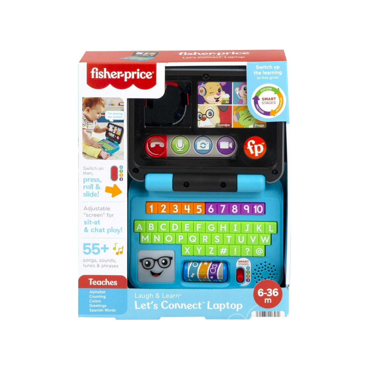 Fisher-Price Laugh & Learn Baby to Toddler Toy Let's Connect Laptop Pretend Computer