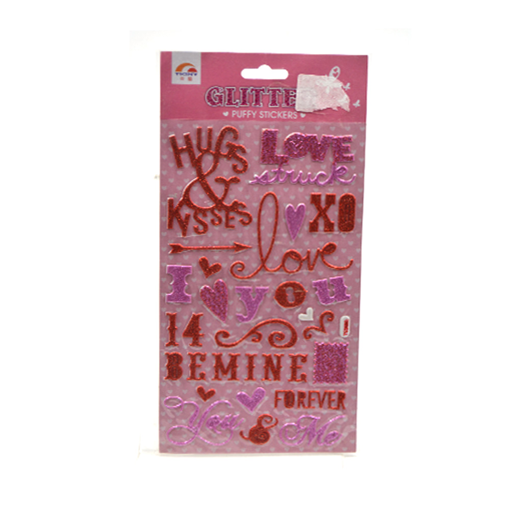 Love Glitter Puffy Stickers