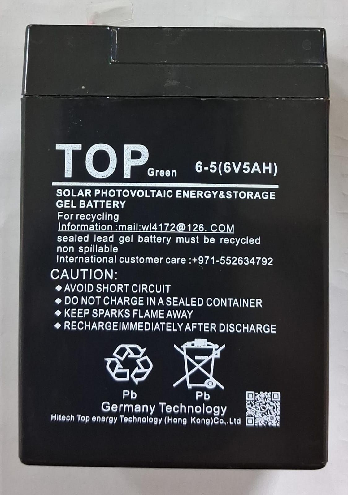 TOP Rechargeable Sealed Lead Acid Battery 6V 5Ah