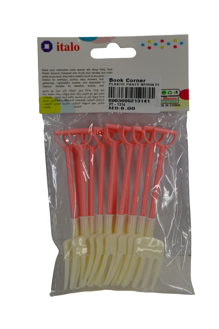 Plastic Party Spoon Pink 12 Pcs