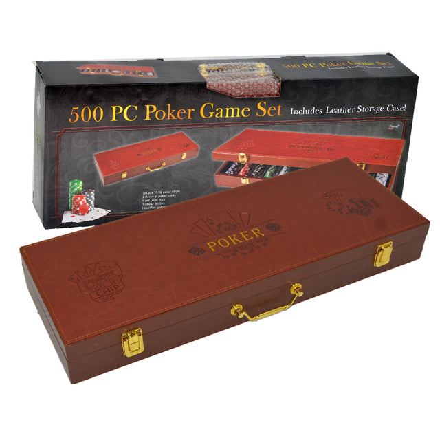 500 PC Poker Game Set Leather Storage Case