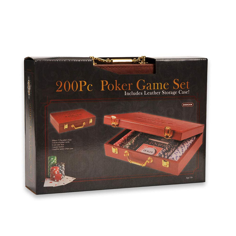 200 PC Poker Game Set Leather Storage Case