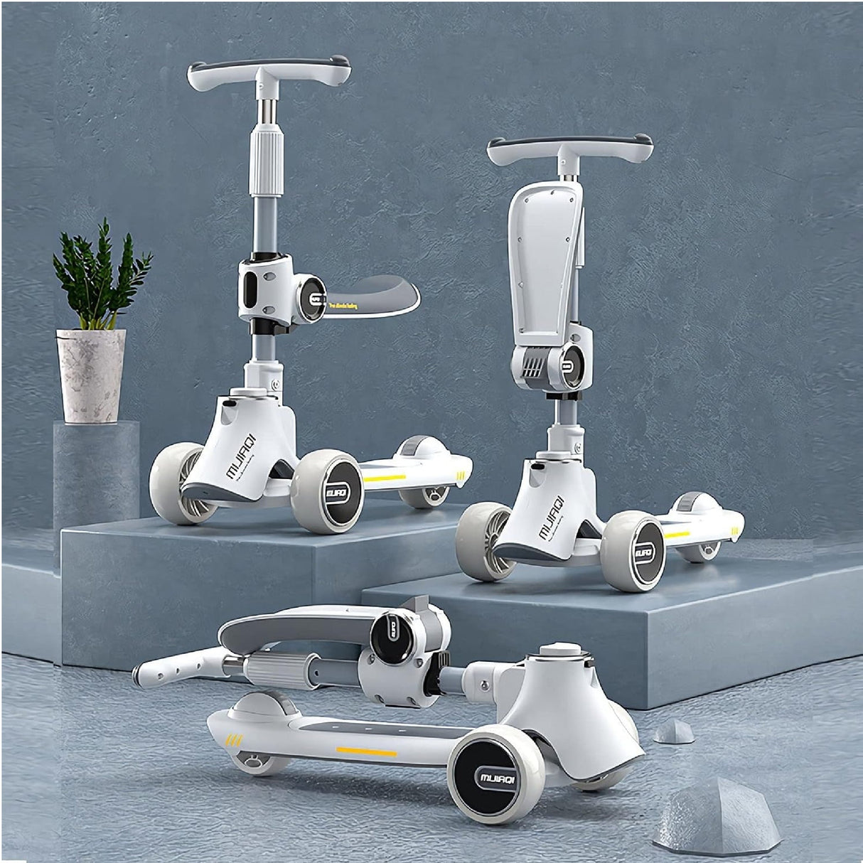 GStorm 5in1 Scooter for Kids - Wheel LED Lights, Adjustable Lean-to-Steer Handlebar, and Foldable Seat