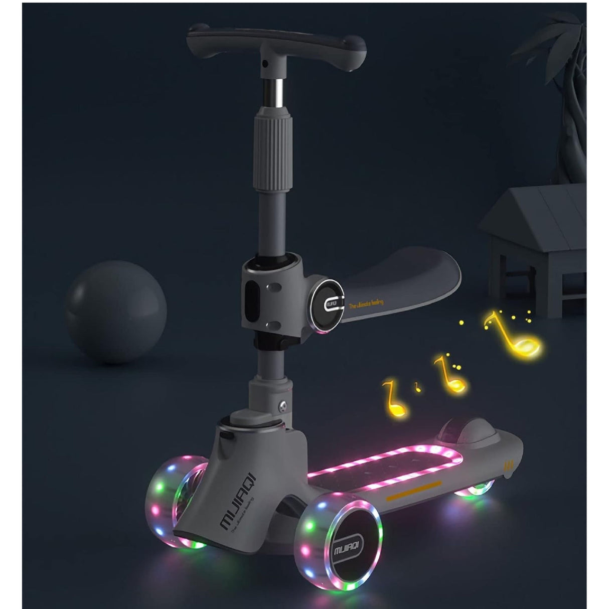 GStorm 5in1 Scooter for Kids - Wheel LED Lights, Adjustable Lean-to-Steer Handlebar, and Foldable Seat