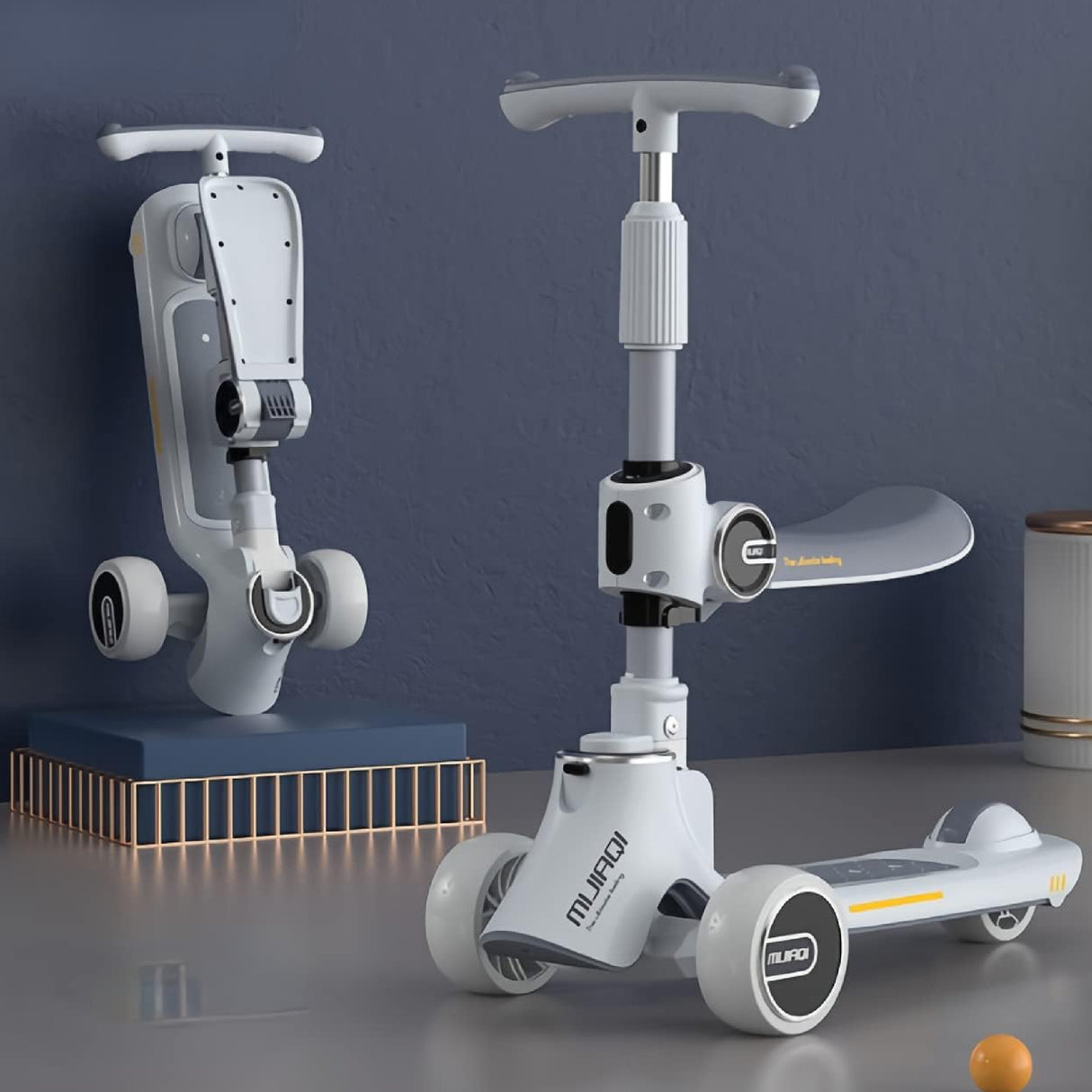 GStorm 5in1 Scooter for Kids - Wheel LED Lights, Adjustable Lean-to-Steer Handlebar, and Foldable Seat