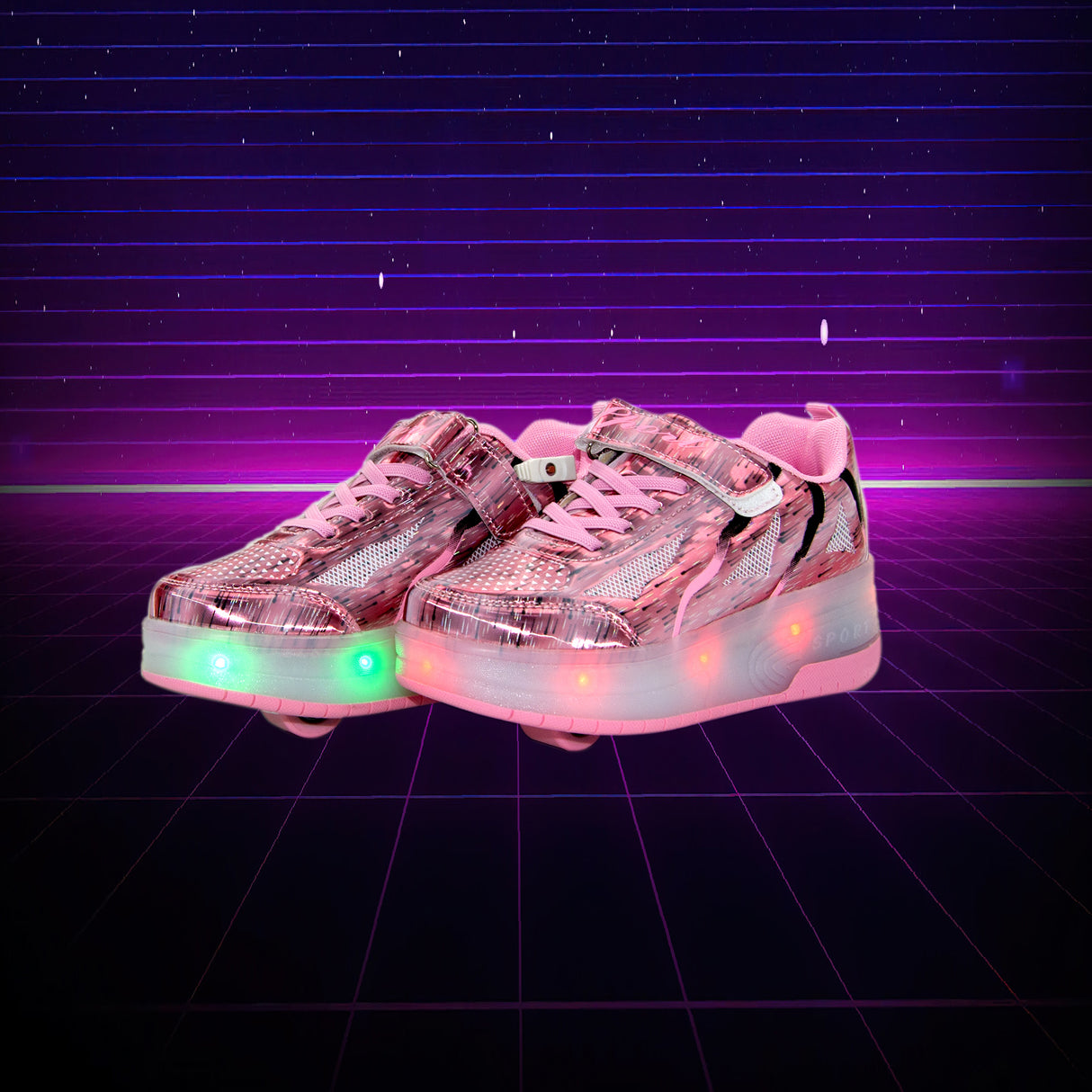 Roller Skates Shoes With LED lights  - Pink