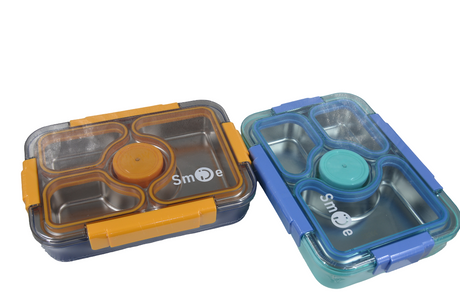 Smile Stainless Steel Lunch Box (Assorted Designs, Sold as Single)