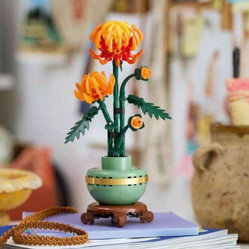 LEGO Icons Chrysanthemum Flower Building Set Creative Model Kit for Adults to Build Artificial Plant Gift