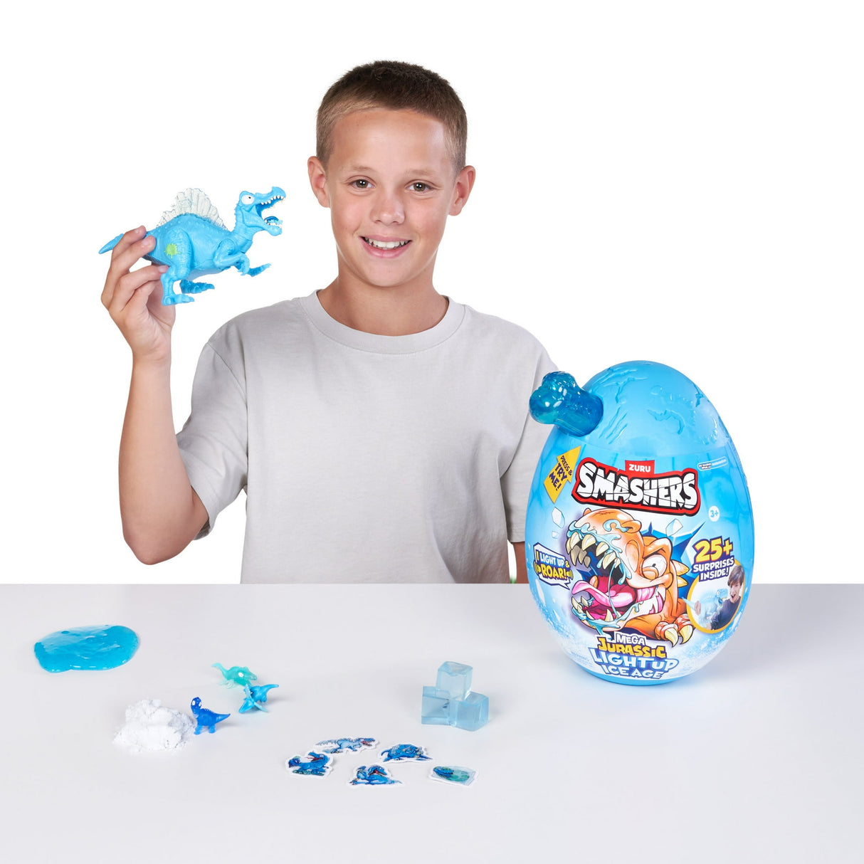 Smashers Mega Jurassic Light Up Ice Age - Roaring Woolly Mammoth Dino Egg with 25+ Slime, Fizz, and Glow Surprises - Assorted