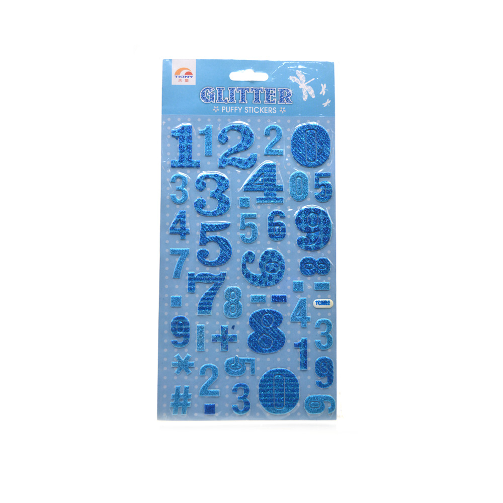 Numbers Glitter Puffy Stickers