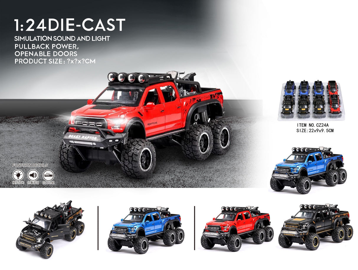 Ford F-150 Raptor 6x6 1:24 (Assorted colors, sold as single)