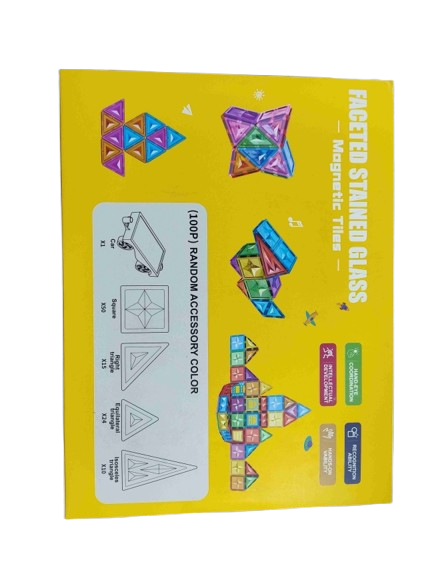 Faceted Stained Glass Magnetic Tiles 100 Pieces – Magnetic Building Set