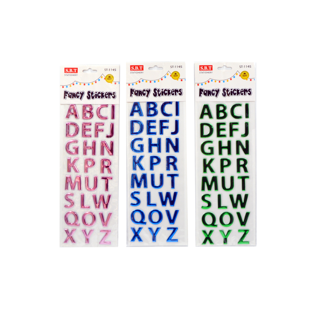 Alphabet Fancy Stickers (Assorted Colors, Sold As Single)