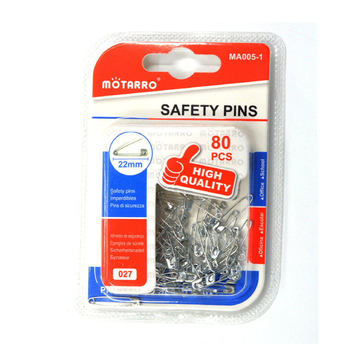 Silver Safety Pins – 22mm, 80pcs