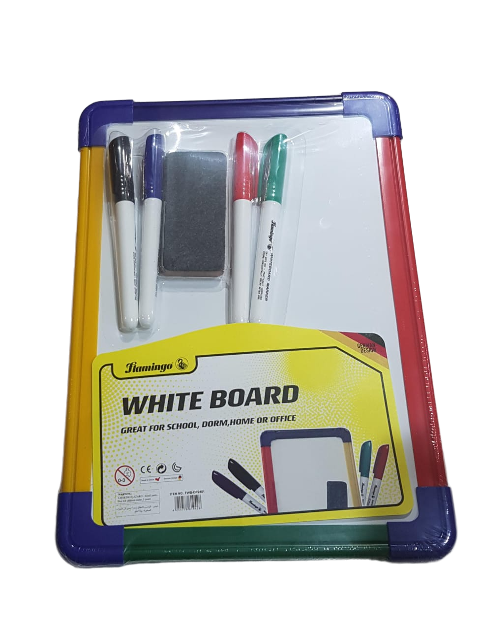 A4 Double-Sided Dry Wipe Whiteboard with 4 Markers & Eraser