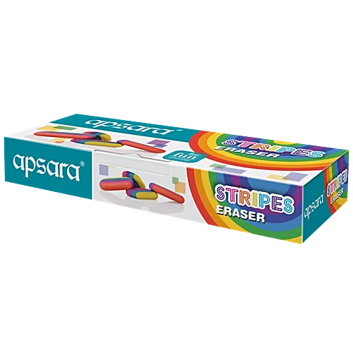 Apsara Stripes Eraser Set – Pack of 10 Premium Pencil Erasers