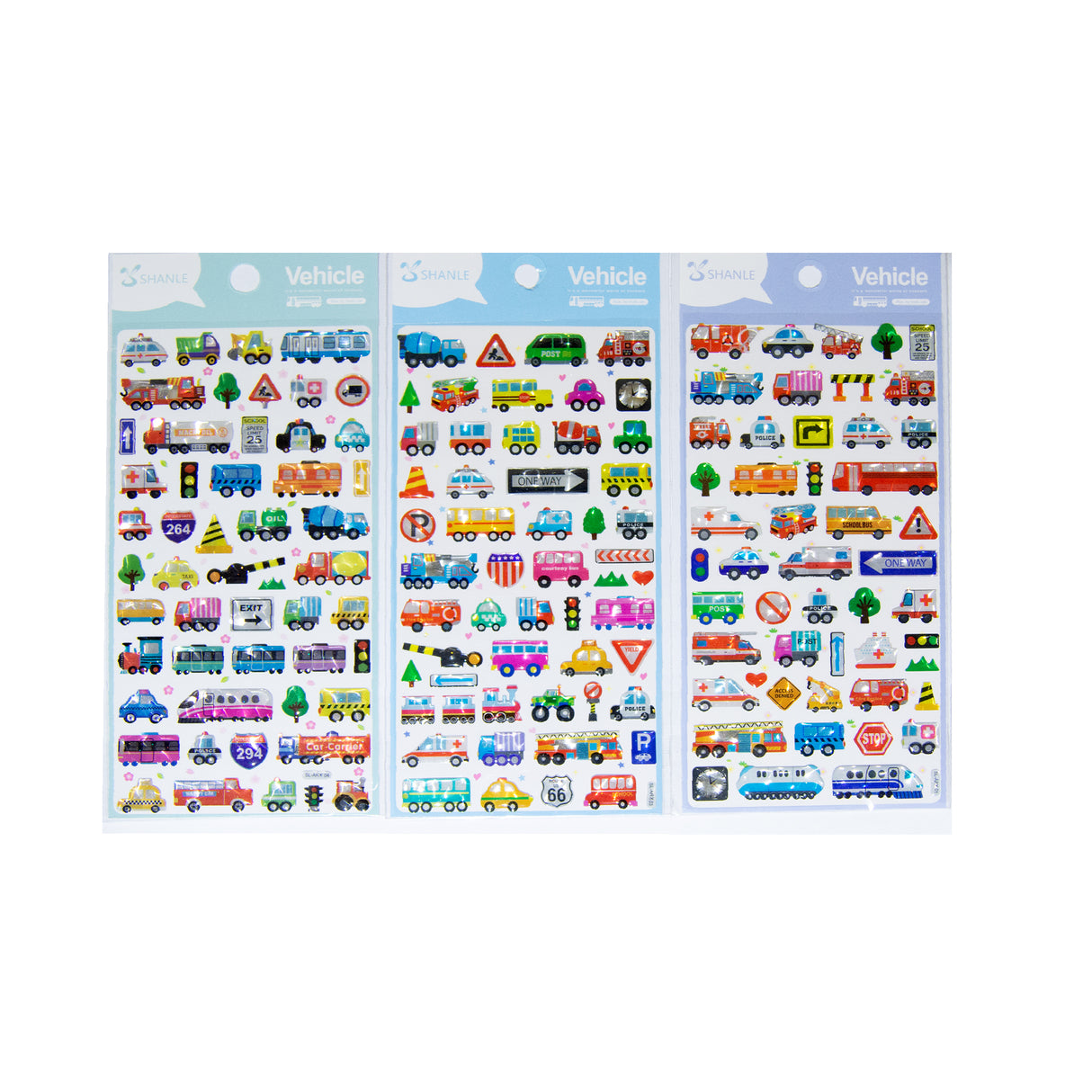 Vehicles Crystal 3d Puffy Sticker Assorted 4