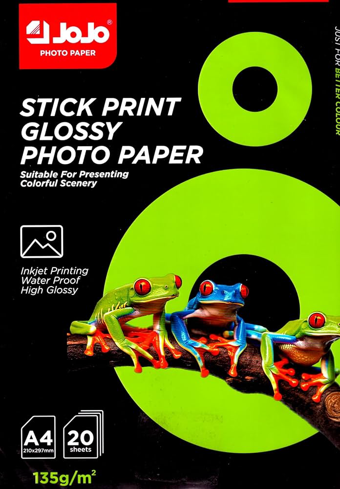 A4 Glossy Stick Print Photo Paper (210 x 297mm, 20 Sheets)