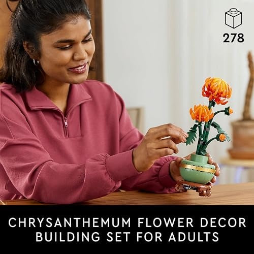 LEGO Icons Chrysanthemum Flower Building Set Creative Model Kit for Adults to Build Artificial Plant Gift