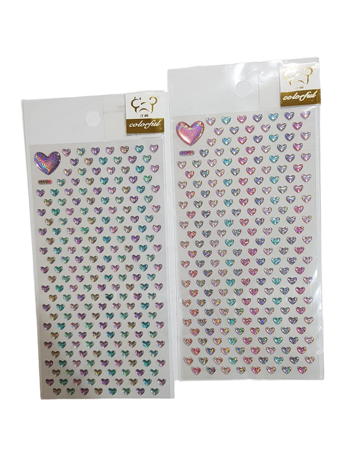 Glitter Resin Small Heart Sticker Assorted Set of 2