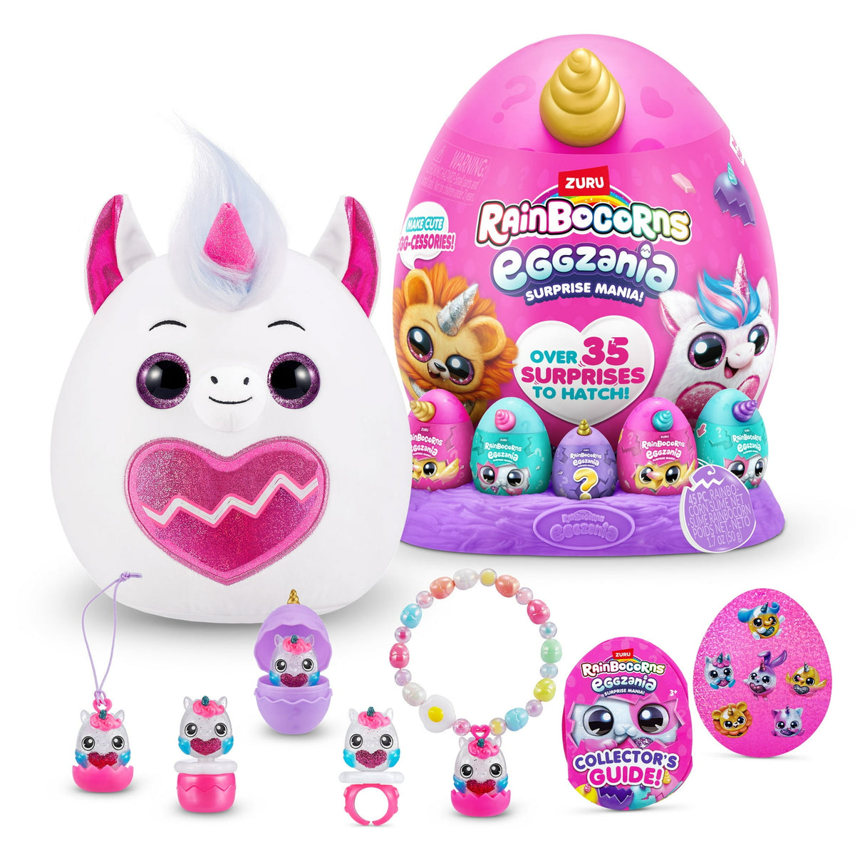 Rainbocorns Eggzania Surprise Mania - Squishy Plush Animal Egg with 20+ Surprises, Yolkies, Slime, and Wearable Accessories - Assorted (Bunny)
