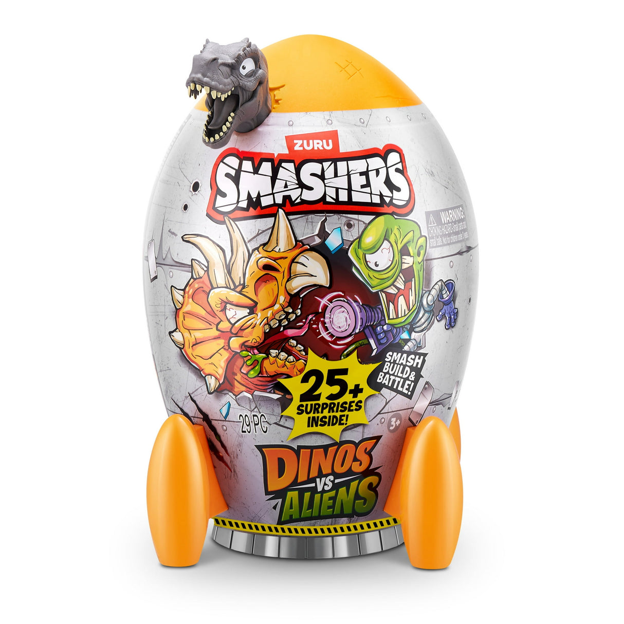 Smashers Dino vs Aliens Rocket Egg - Buildable T-Rex Dino with Slime, Sand, and 20+ Intergalactic Surprises - Assorted