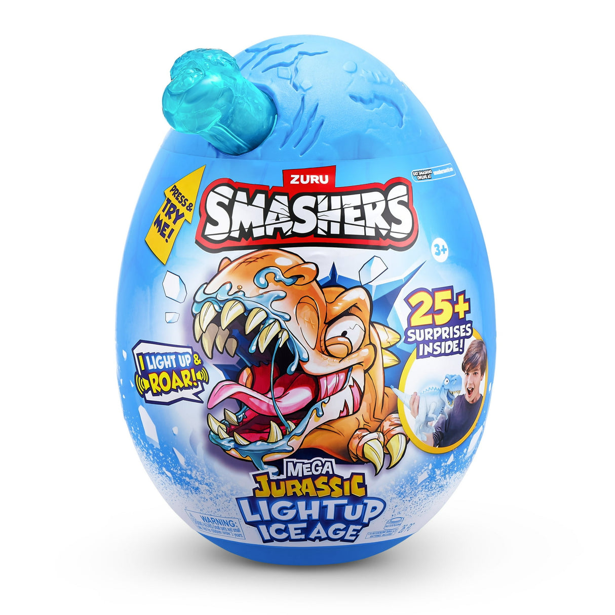 Smashers Mega Jurassic Light Up Ice Age - Roaring Woolly Mammoth Dino Egg with 25+ Slime, Fizz, and Glow Surprises - Assorted