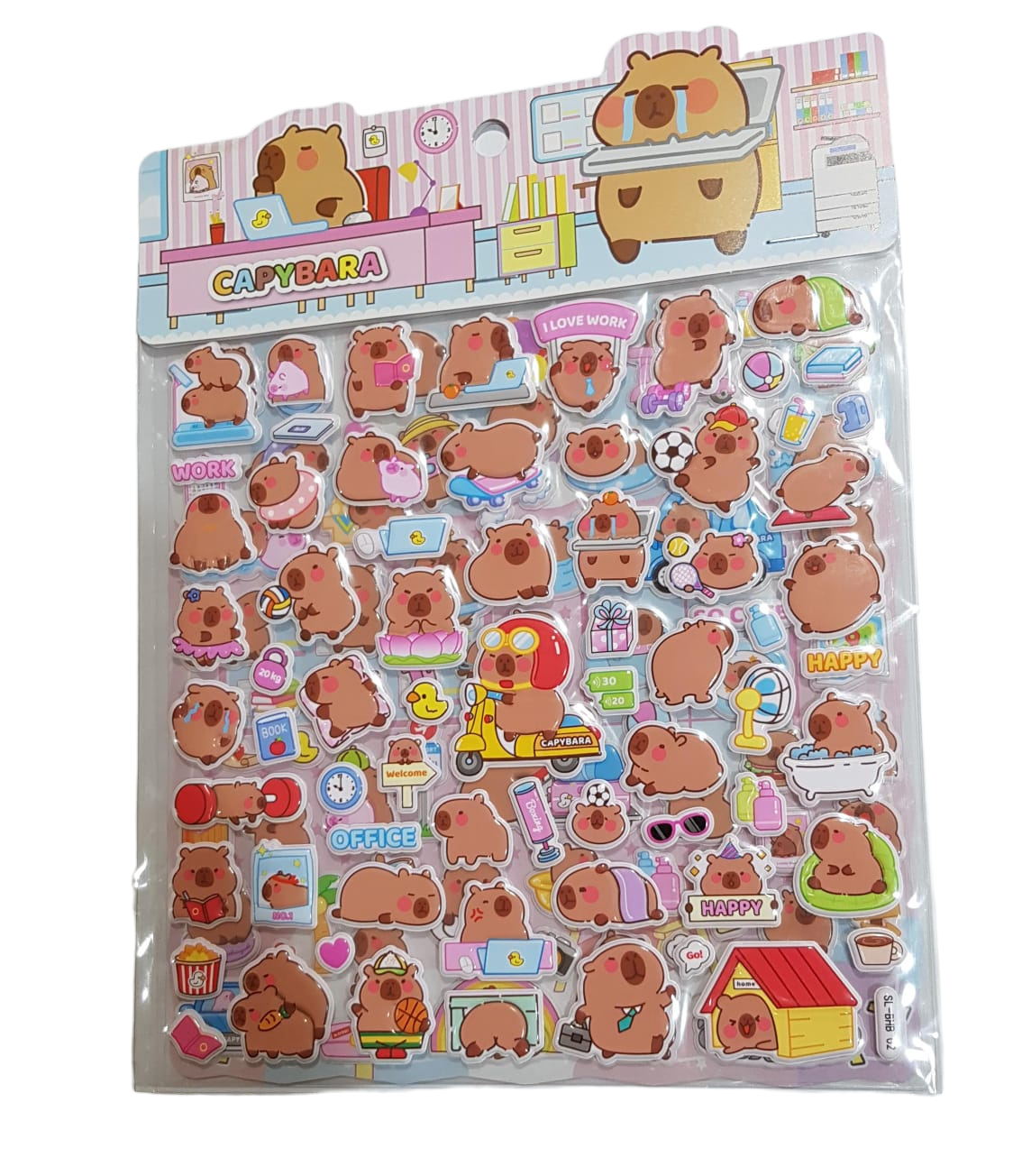 Capybara Puffy Sticker Double Sheet(Assorted Colors, Sold As Single)