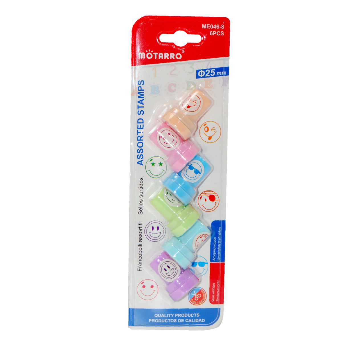Emoji Stamps Set – 25mm (6 Pieces) Fun Self-Inking Stamps for Kids