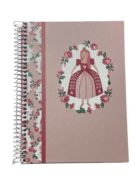 A5 Hardcover Spiral Notebook – 80 Sheets, 90 GSM, Lined – Princess Design