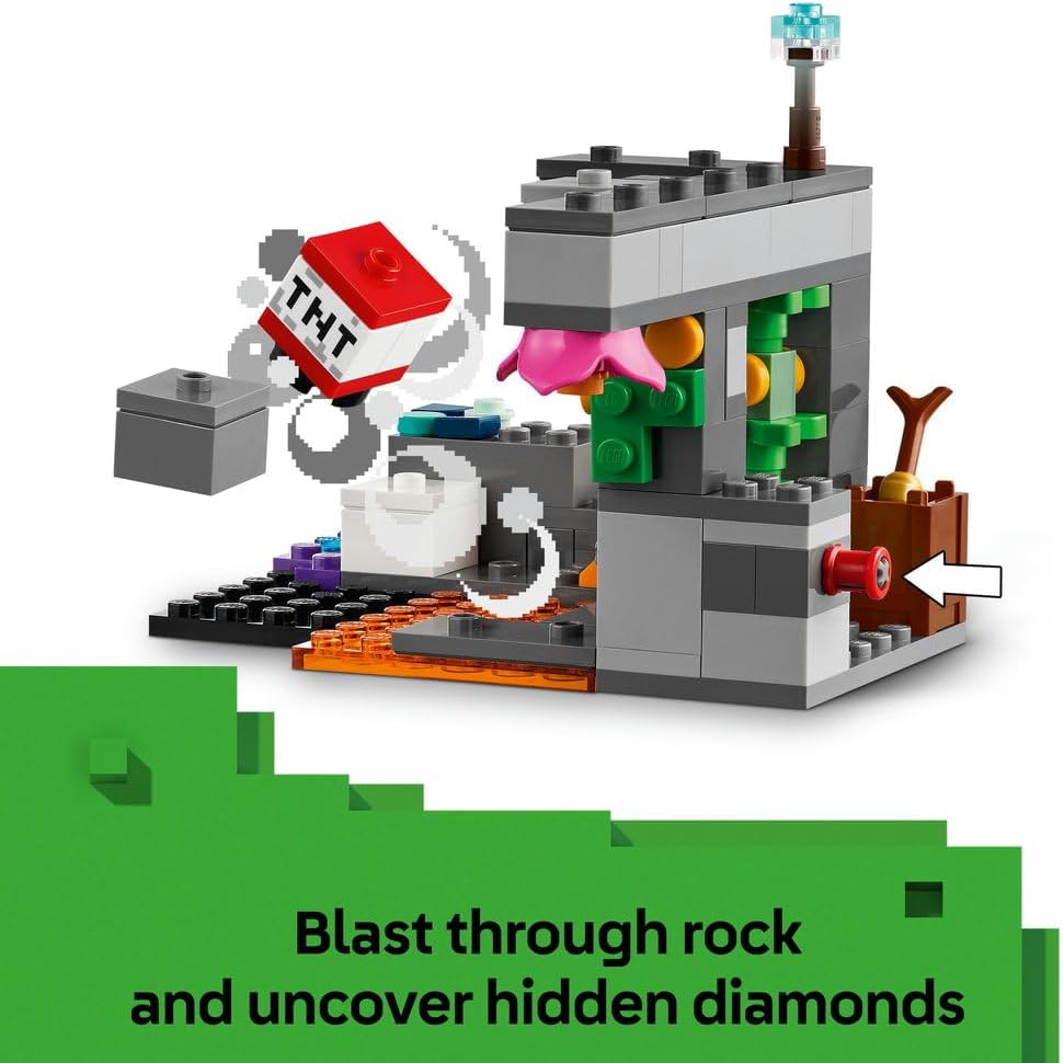 LEGO Minecraft The Warden Encounter - Building Toy with Silent Ranger Minifigure and Posable Mob Figure - TNT Function for Rockfall - Collectible Gift for 7+ Year Old Boys & Gaming Fans - 21274
