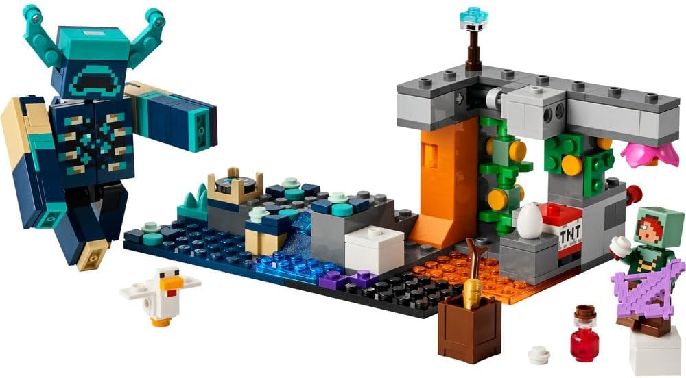 LEGO Minecraft The Warden Encounter - Building Toy with Silent Ranger Minifigure and Posable Mob Figure - TNT Function for Rockfall - Collectible Gift for 7+ Year Old Boys & Gaming Fans - 21274