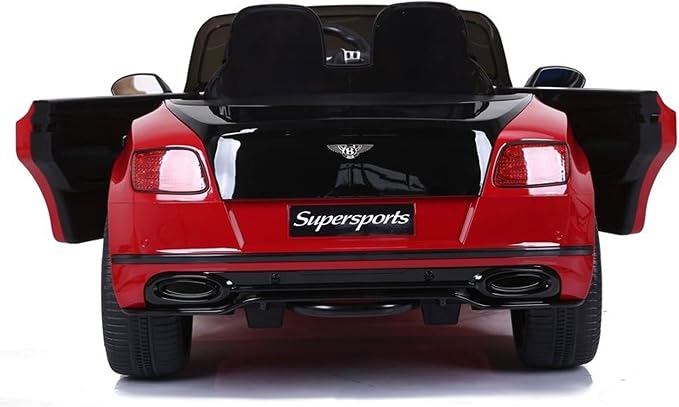 DERAK Ride On Bentley SuperSports Electric Car – 2 Seater 12V with EVA Leather Seat (Painted Red Black)
