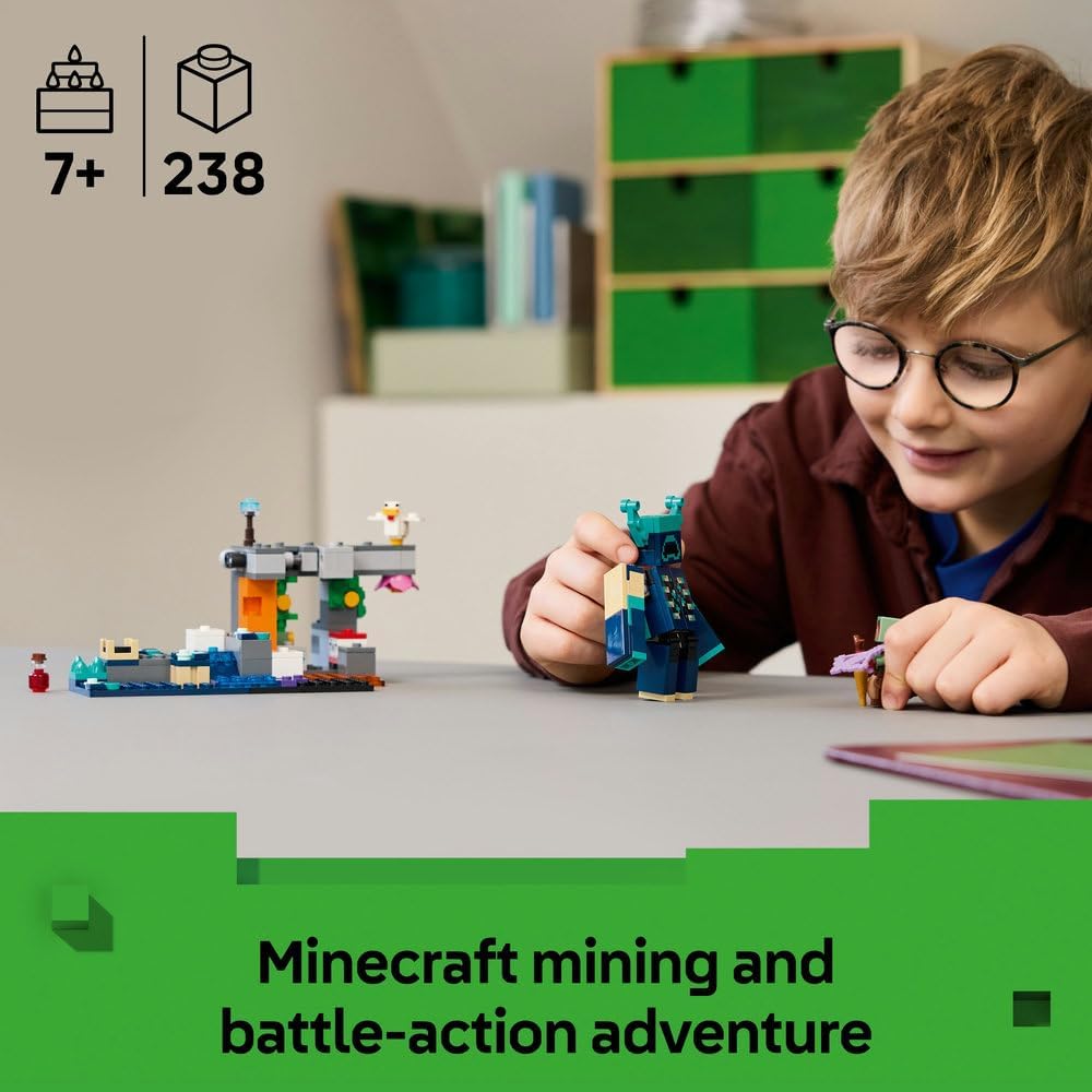 LEGO Minecraft The Warden Encounter - Building Toy with Silent Ranger Minifigure and Posable Mob Figure - TNT Function for Rockfall - Collectible Gift for 7+ Year Old Boys & Gaming Fans - 21274